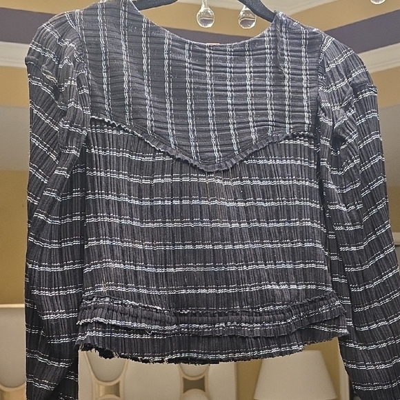 Free People Black Plaid Blouse - Picture 7 of 15